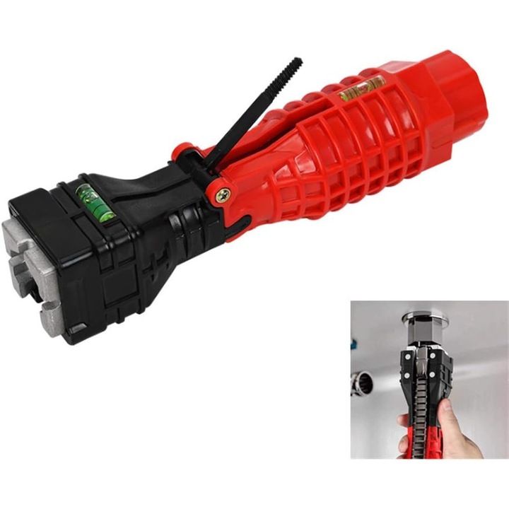 Многофункционален гаечен ключ за инсталации, Jormftte, сгъваем дизайн, с магнит, червен, 235 мм