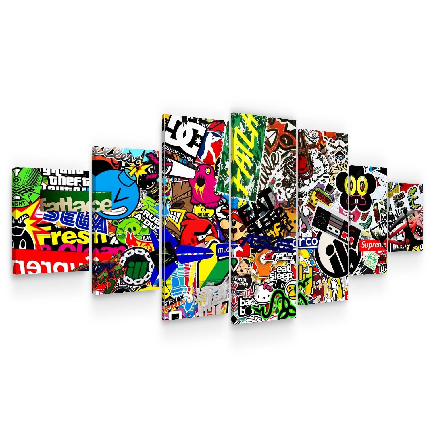 Set Tablou DualView Startonight Bomb Sticker, 7 piese, luminos in intuneric, 100 x 240 cm