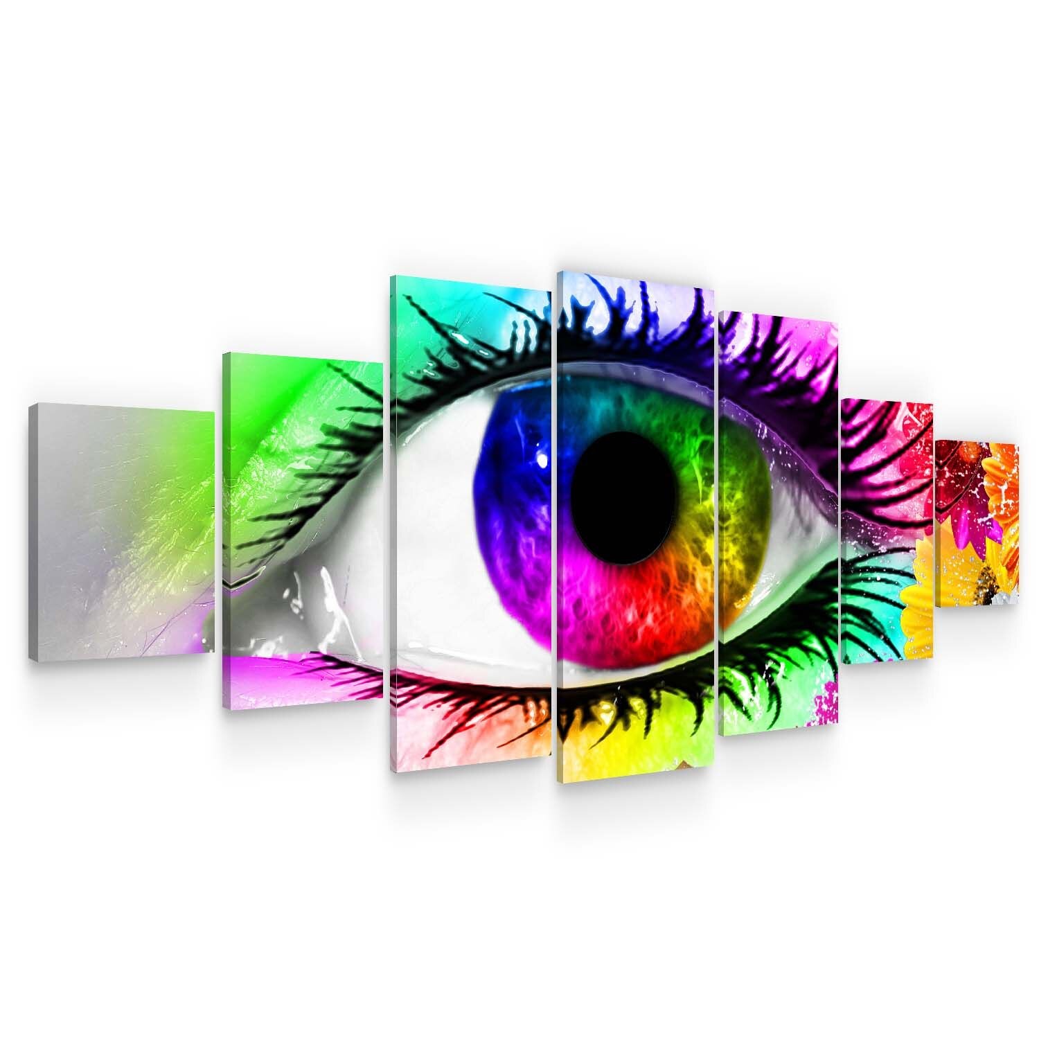 Set Tablou DualView Startonight Ochi multicolor, 7 piese, luminos in intuneric, 100 x 240 cm
