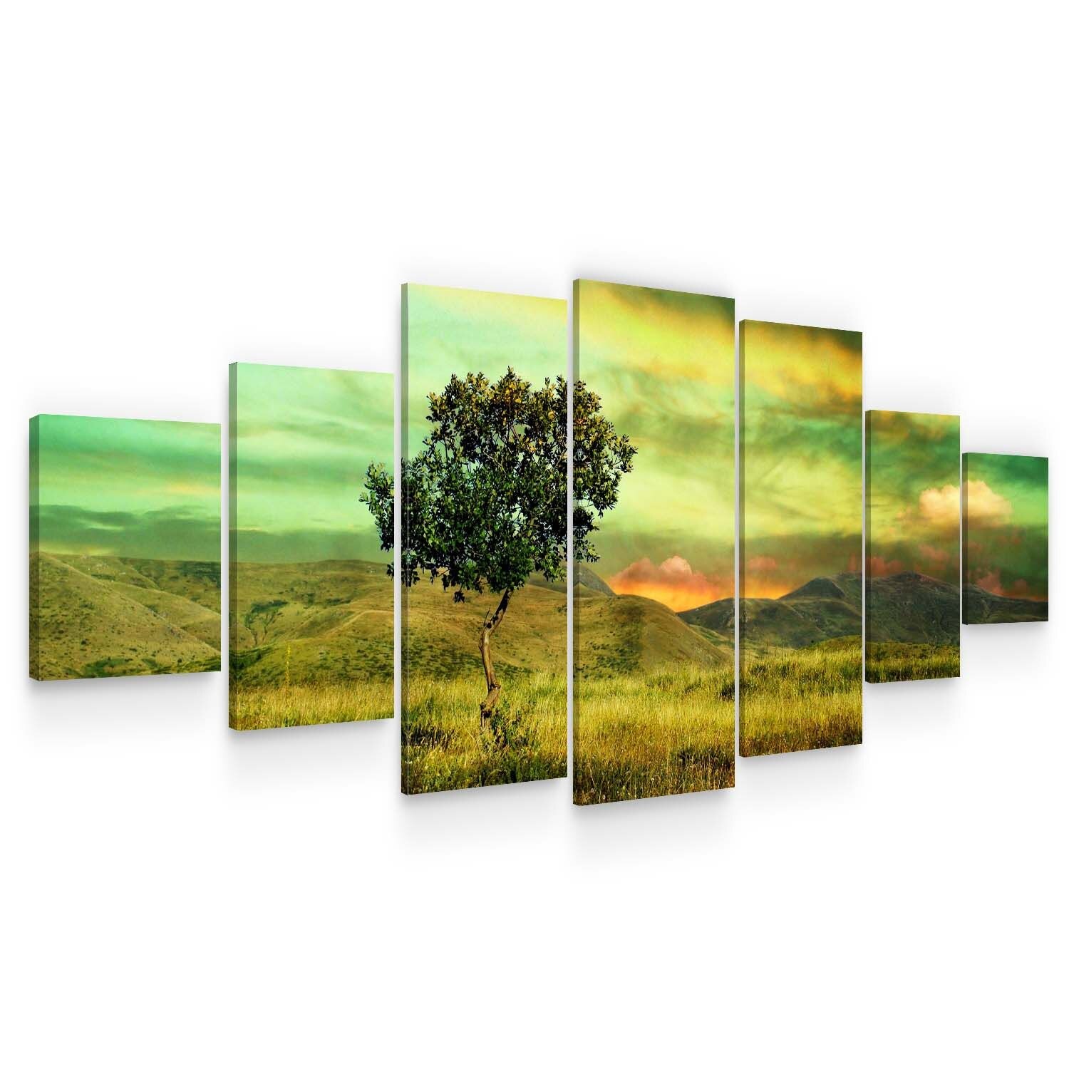 Set Tablou DualView Startonight Copac singuratic, 7 piese, luminos in intuneric, 100 x 240 cm