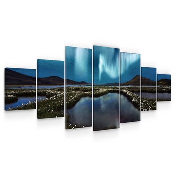 Set Tablou DualView Startonight Aurora Boreala, 7 piese, luminos in intuneric, 100 x 240 cm Set Tablou DualView Startonight Aurora Boreala, 7 piese, luminos in intuneric, 100 x 240 cm