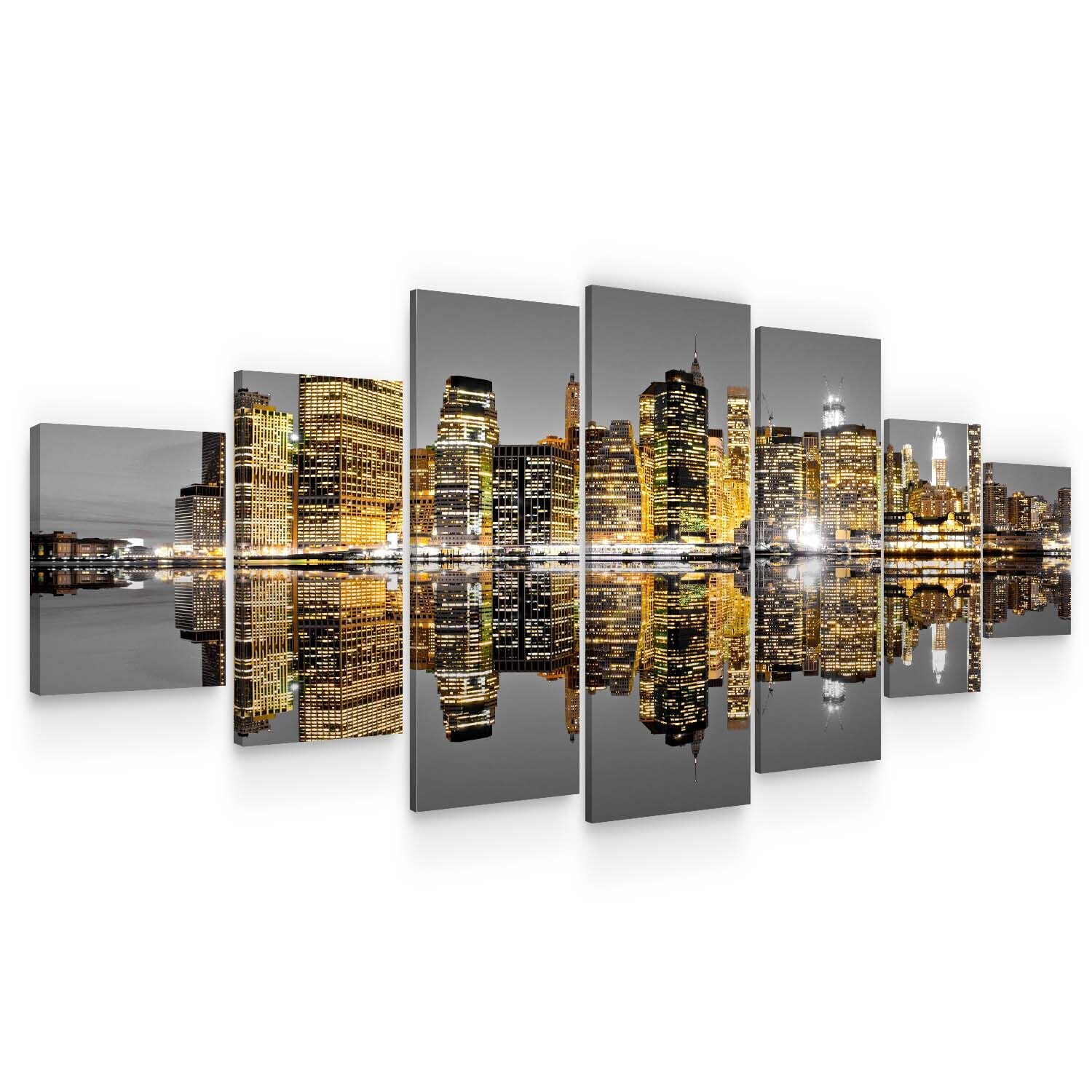 Set Tablou DualView Startonight Oras oglindit, 7 piese, luminos in intuneric, 100 x 240 cm