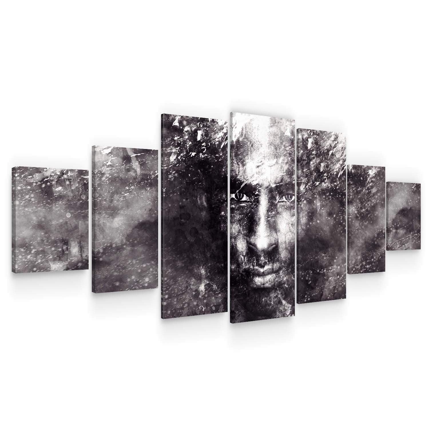 Set Tablou DualView Startonight Portret de barbat, 7 piese, luminos in intuneric, 100 x 240 cm