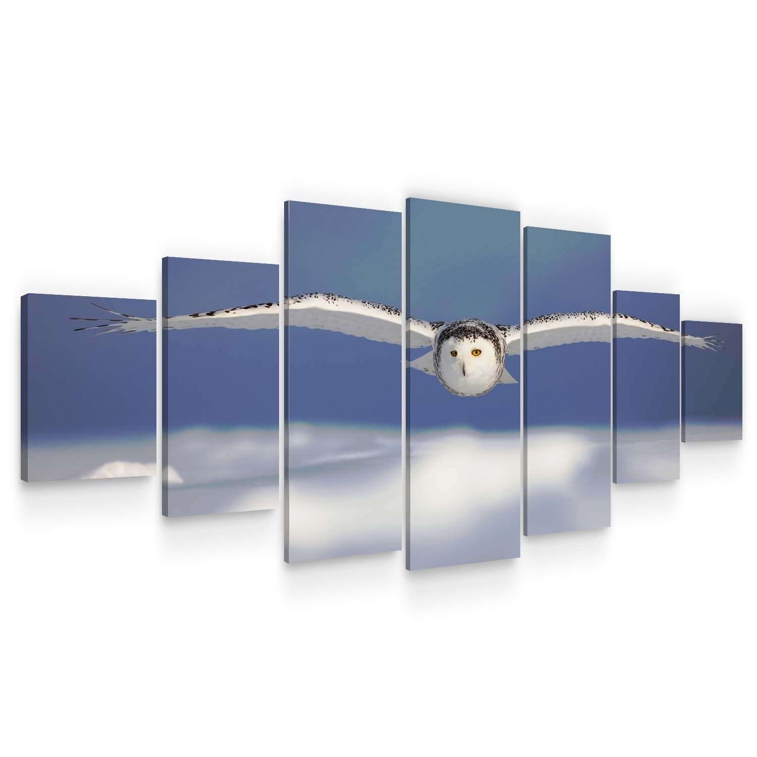 Set Tablou DualView Startonight Bufnita alba, 7 piese, luminos in intuneric, 100 x 240 cm