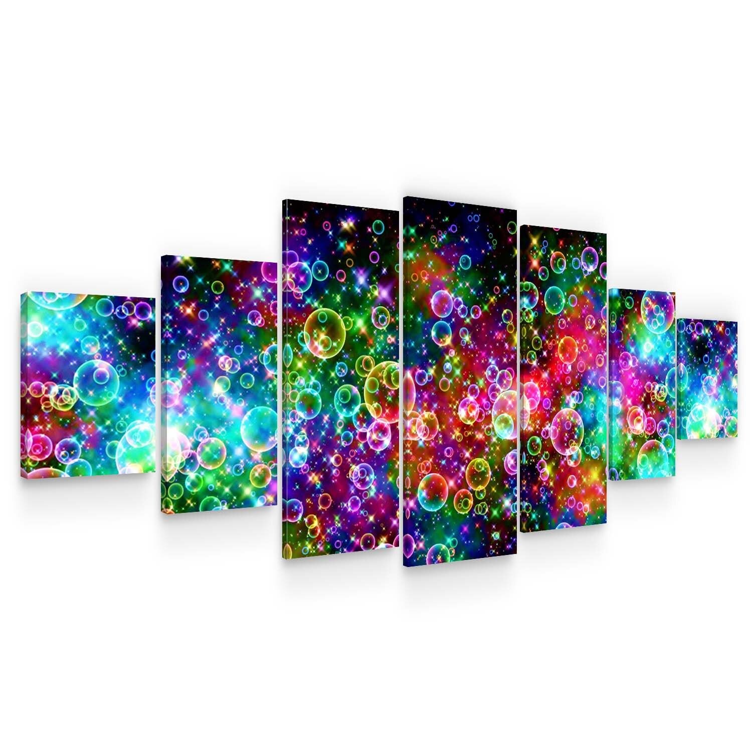 Set Tablou DualView Startonight Abstract multicolor, 7 piese, luminos in intuneric, 100 x 240 cm