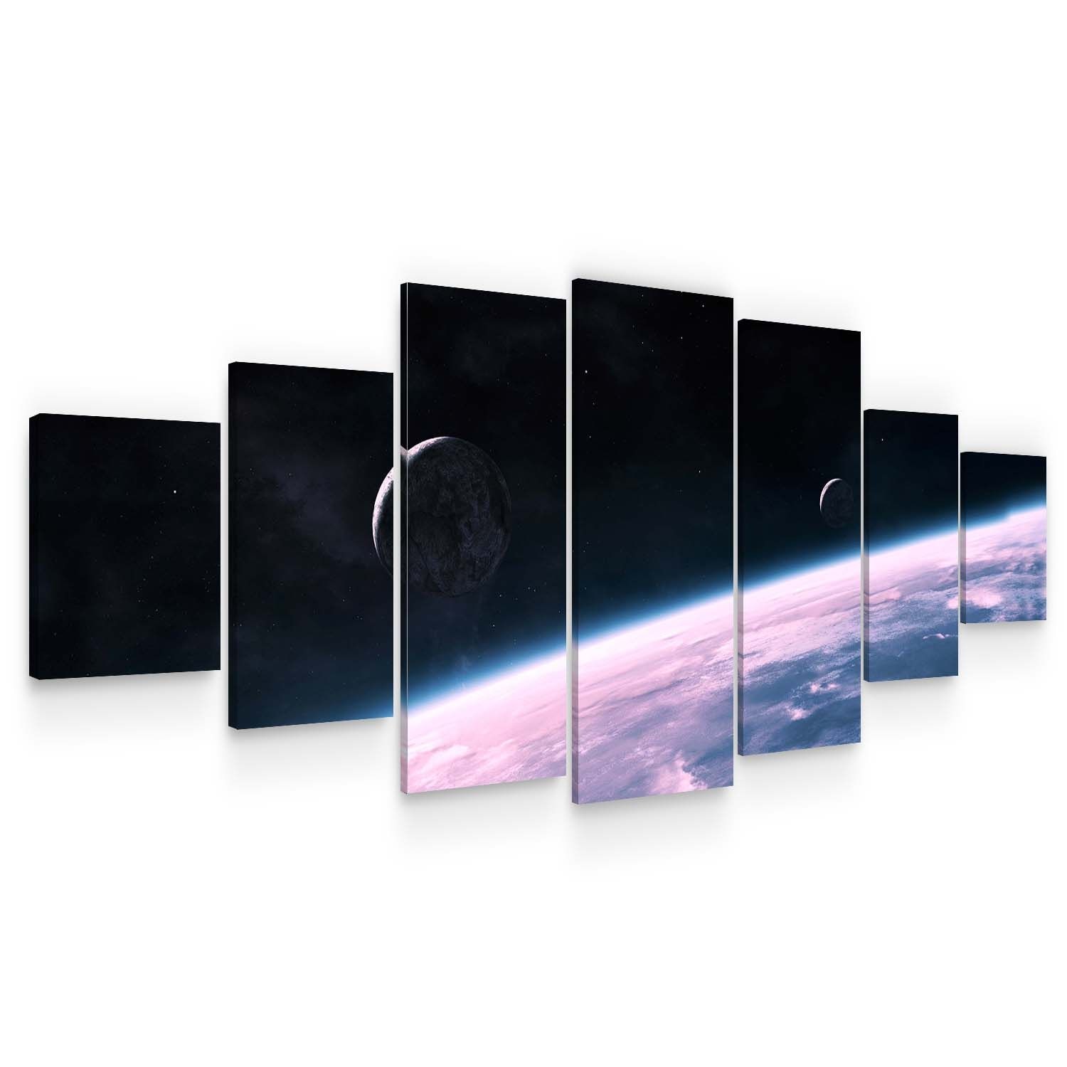 Set Tablou DualView Startonight Univers violet, 7 piese, luminos in intuneric, 100 x 240 cm