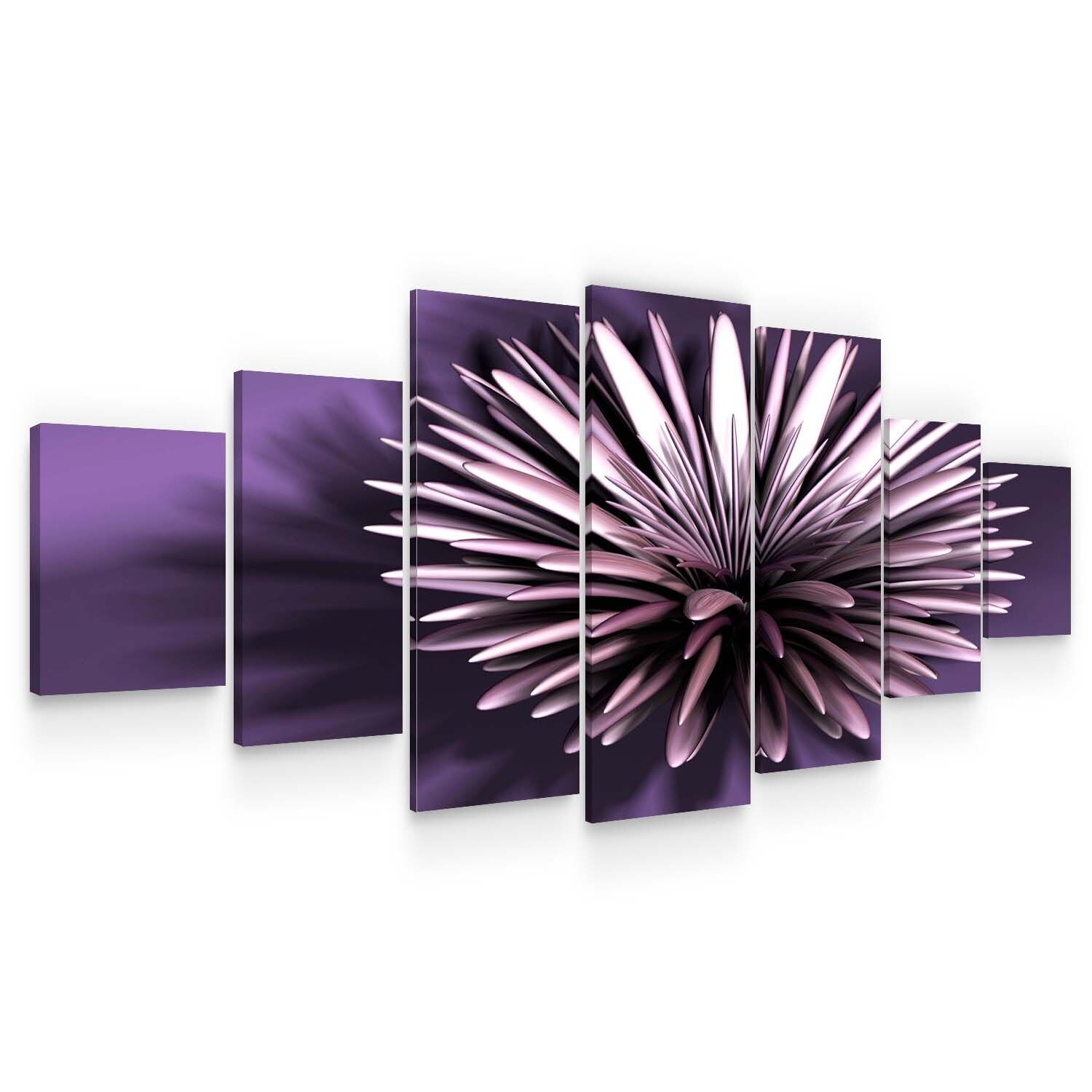 Set Tablou DualView Startonight Floare violet, 7 piese, luminos in intuneric, 100 x 240 cm