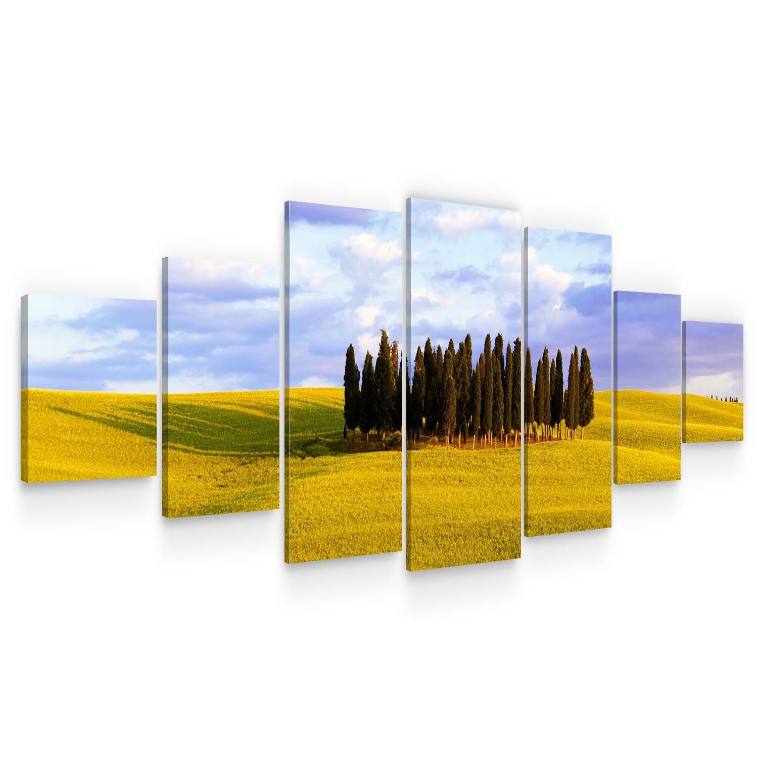 Set Tablou DualView Startonight Grup de copaci, 7 piese, luminos in intuneric, 100 x 240 cm