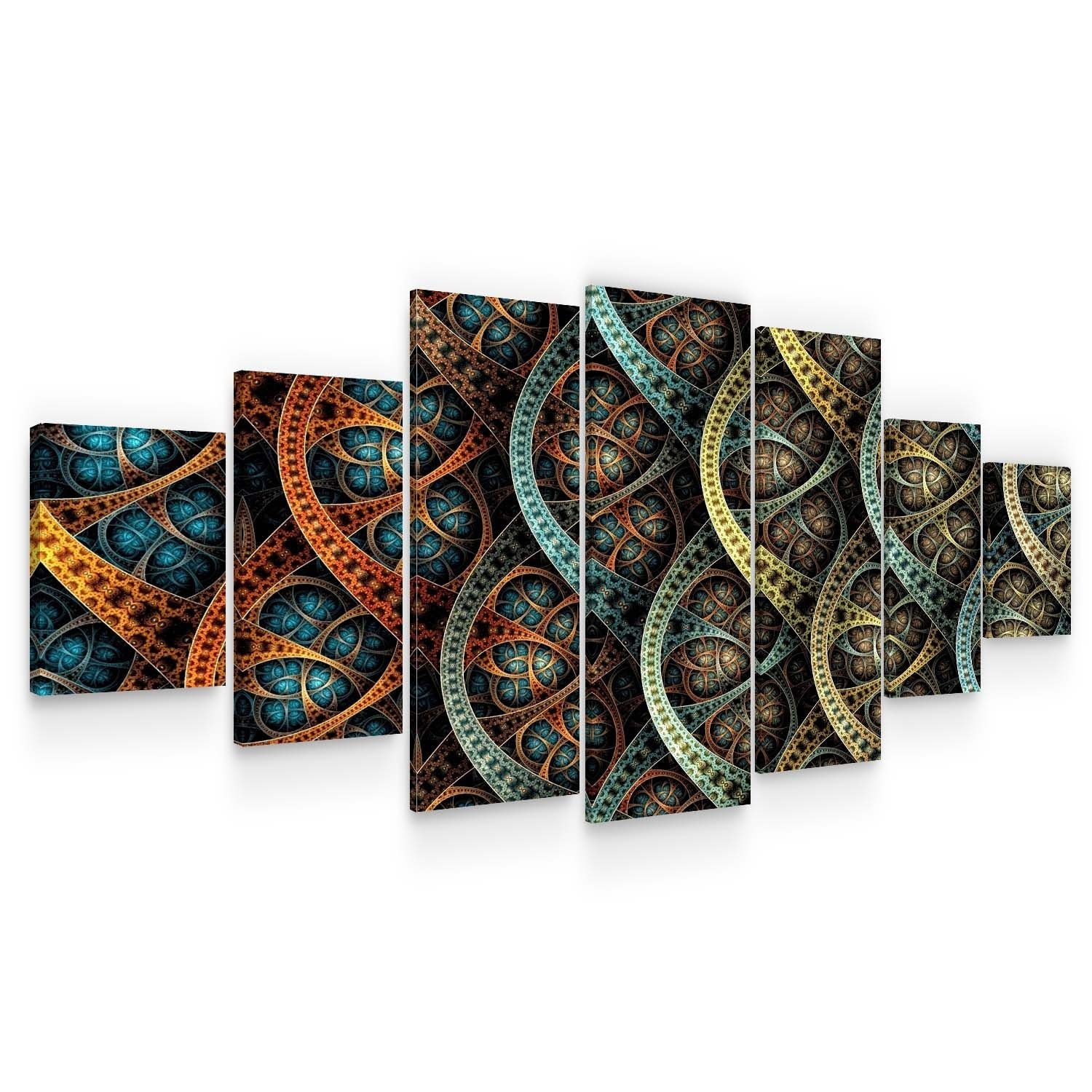 Set Tablou DualView Startonight Grafica abstracta, 7 piese, luminos in intuneric, 100 x 240 cm