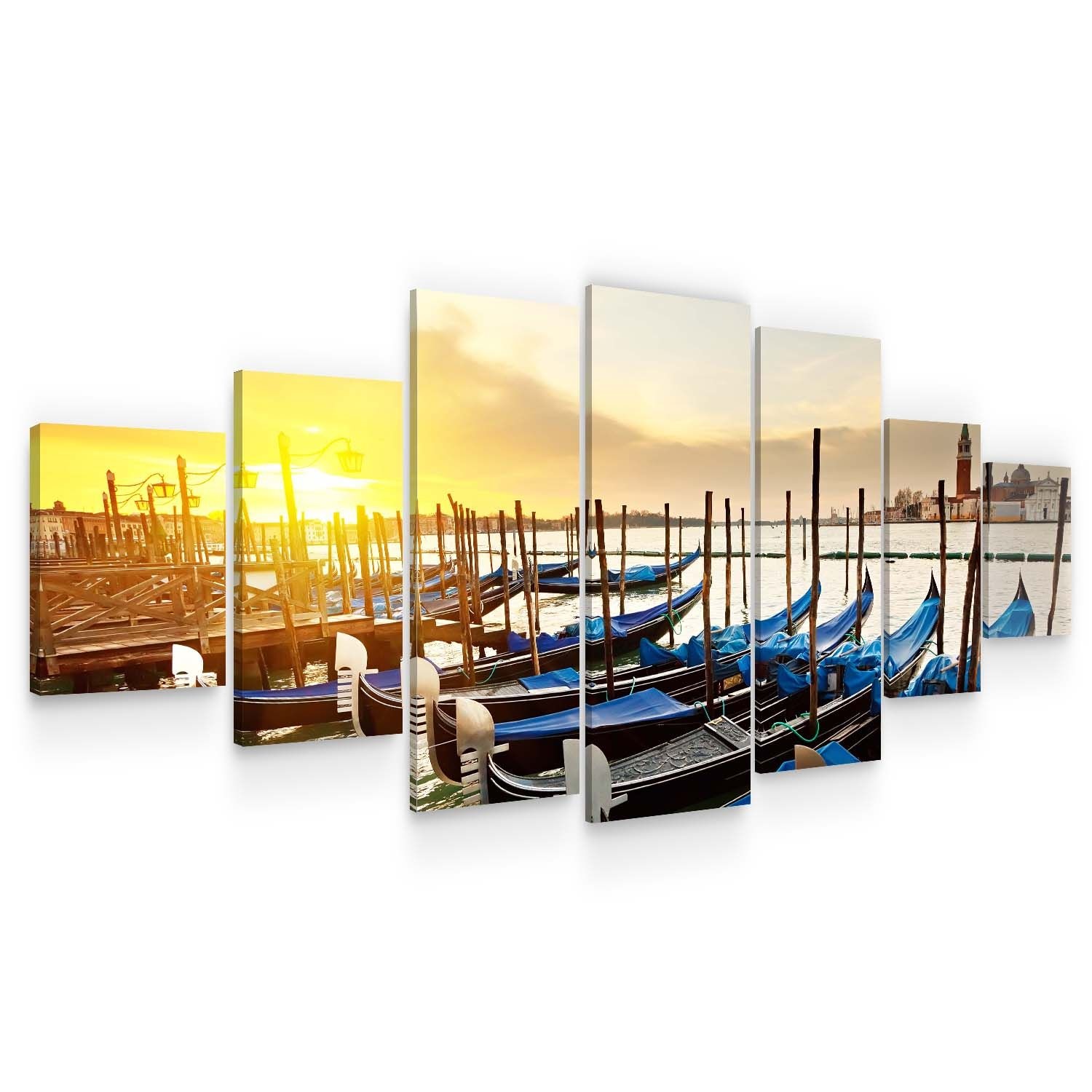 Set Tablou DualView Startonight Gondole, 7 piese, luminos in intuneric, 100 x 240 cm