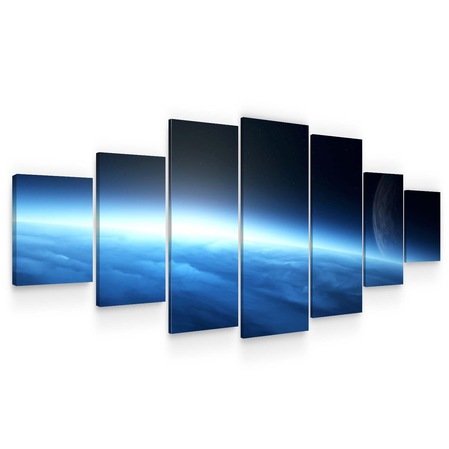 Set Tablou DualView Startonight Univers albastru, 7 piese, luminos in intuneric, 100 x 240 cm