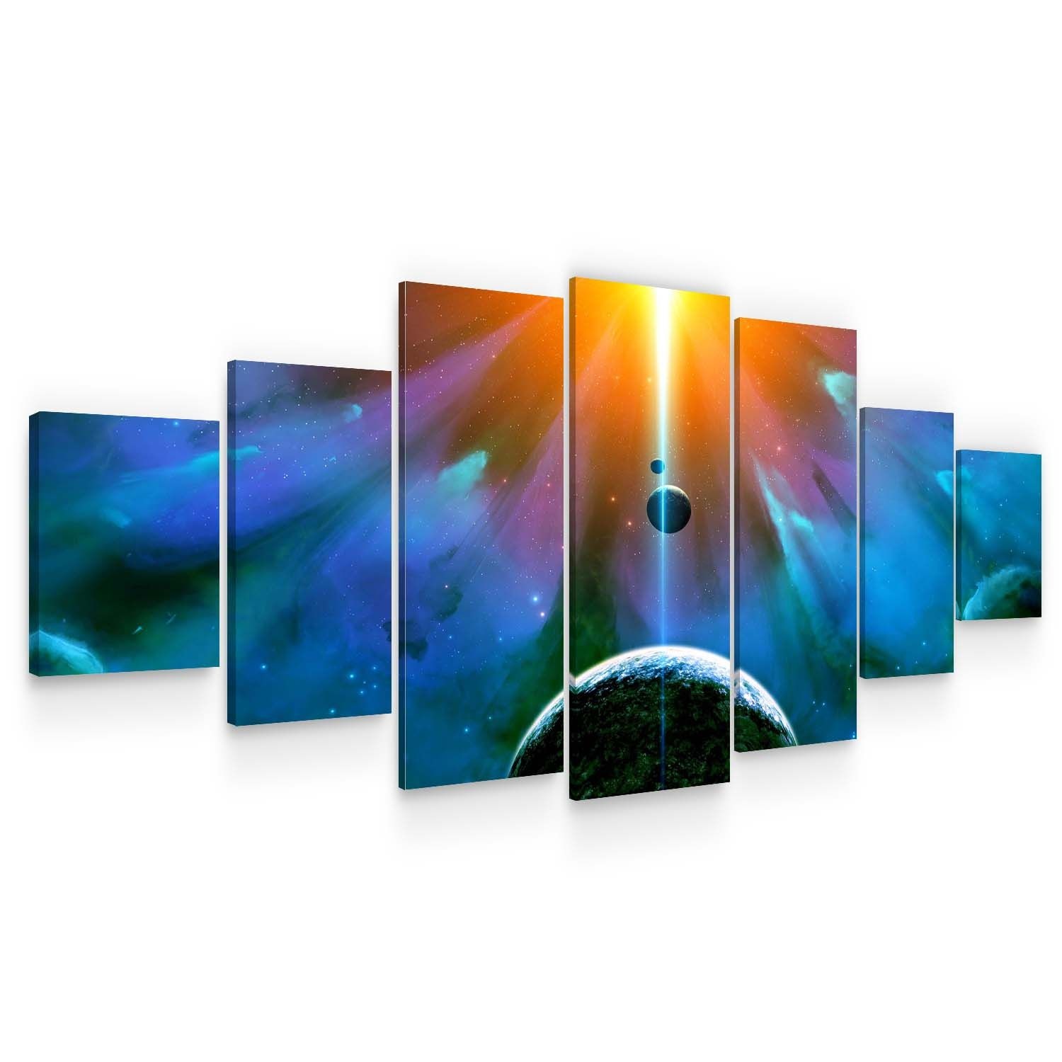 Set Tablou DualView Startonight Geneza, 7 piese, luminos in intuneric, 100 x 240 cm