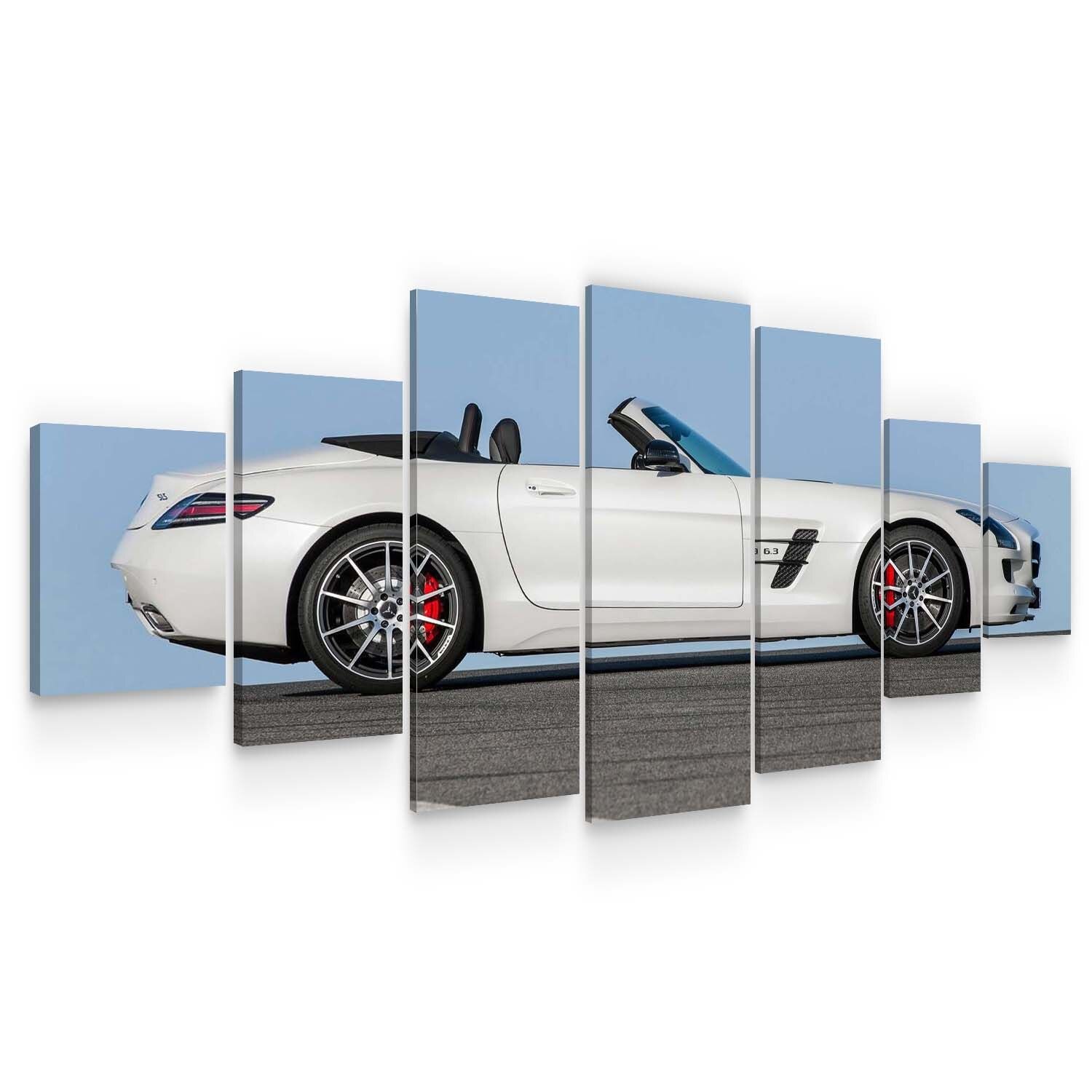 Set Tablou DualView Startonight Masina sport alba, 7 piese, luminos in intuneric, 100 x 240 cm