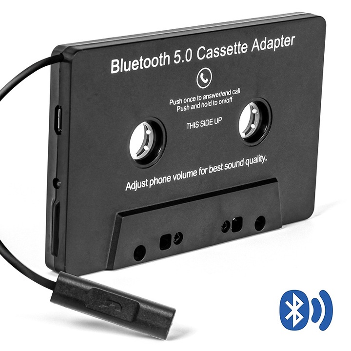 Caseta Bluetooth audio, LLWL, 10.2 x 6.4 x1.2 cm, Negru