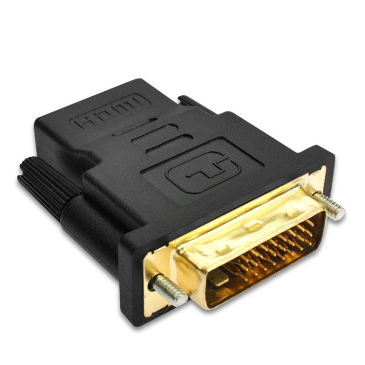 DVI-HDMI adapter, 24+1 érintkezős apa-anya konverter, 1080P támogatás, fekete