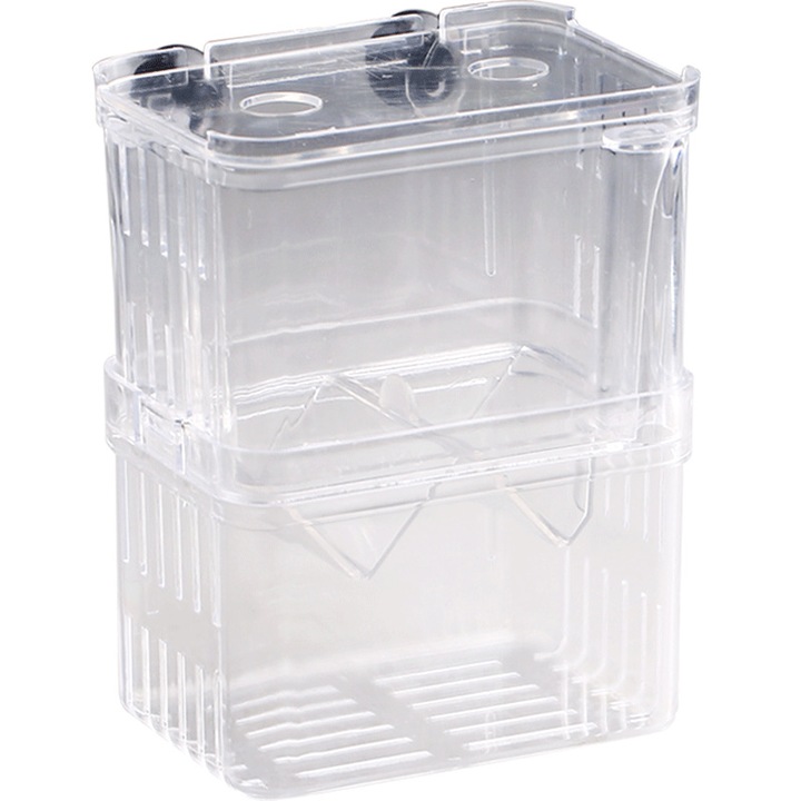 Cutie de reproductie pentru pesti de acvariu, Sunmostar, 2 straturi, Cu ventuze, Transparent