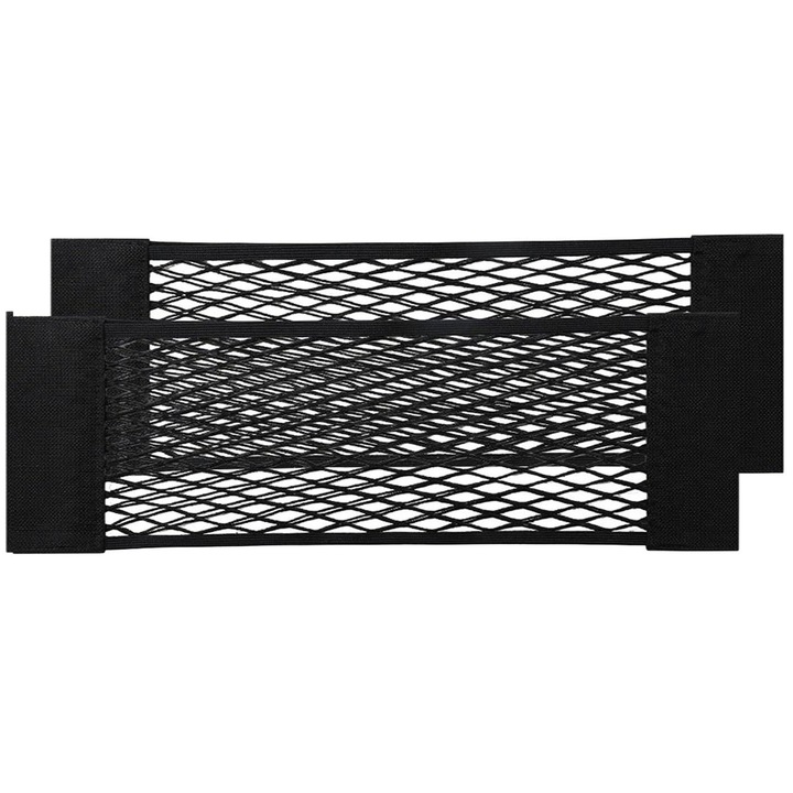 Set 2 plase de depozitare pentru portbagaj, Polipropilena, Negru, 80 x 25 cm