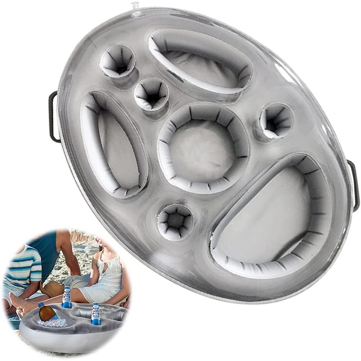 Lebegő medencetálca, QttvbTna, 8 lyuk, PVC, szürke