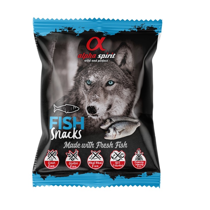 Csemege kutyáknak, Wiejska Zagroda, Alpha Spirit Fish Snack, hallal, 35g