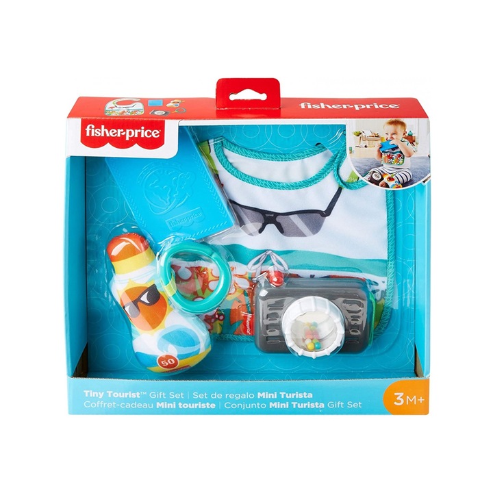 Set de joaca pentru bebelus Tiny Tourist Fisher-Price MATTEL, Include 4 de Piese, 3 m+