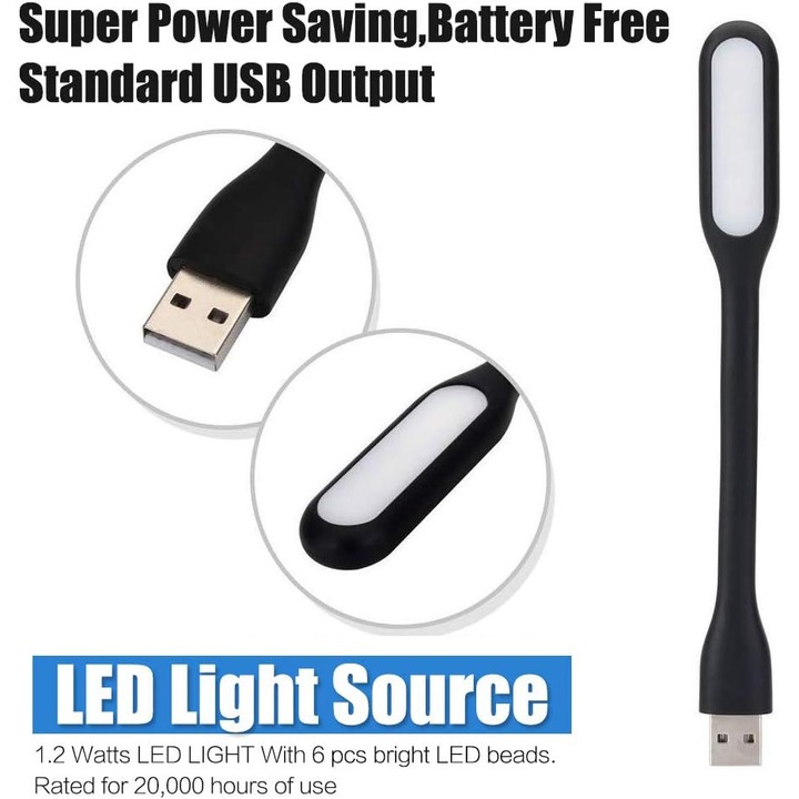 Комплект от 12 LED лампи с USB захранване, JENUOS®, Гъвкави, Преносими, за лаптоп, Многоцветни