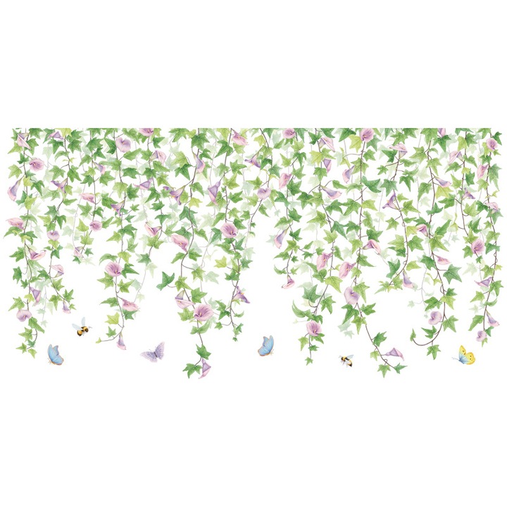 Sticker decorativ - Plante tropicale, PVC, 30 x 90 cm, Verde/Mov