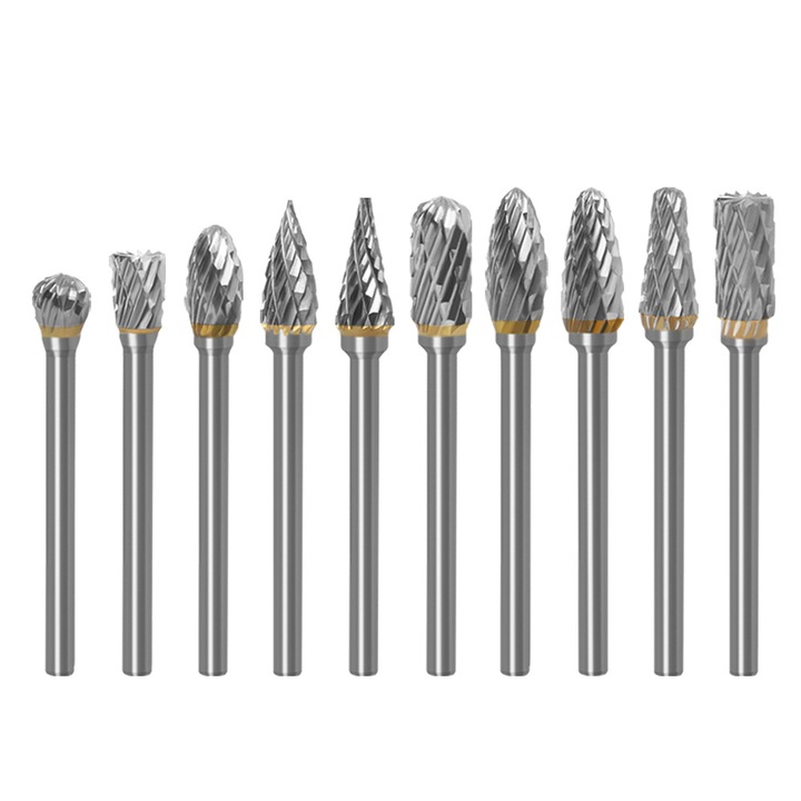 Set 10 pile de slefuit, Carbura, 3x6mm, Argintiu