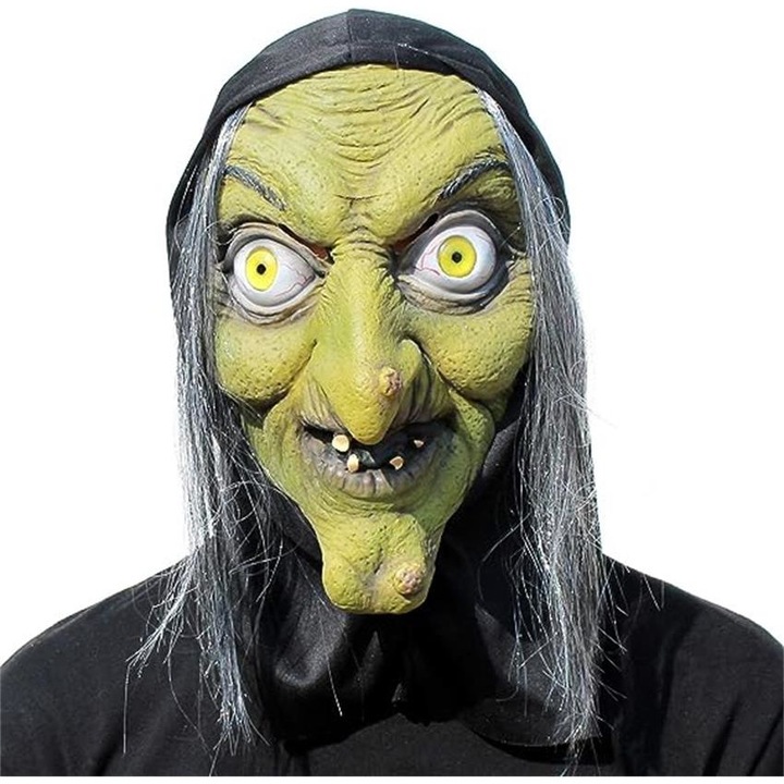 Régi boszorkány maszk, latex, zöld