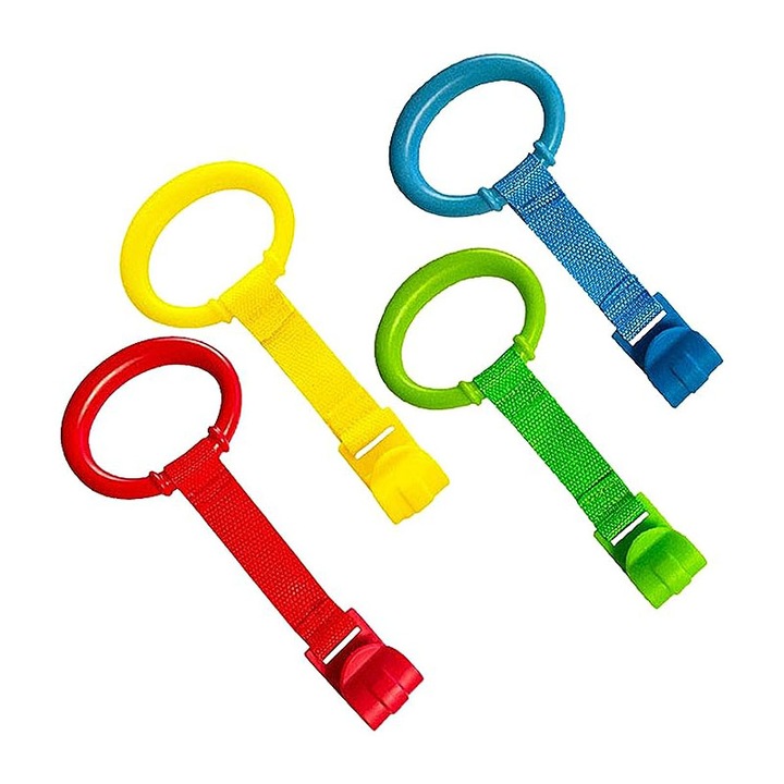 Set 4 inele sustinere patut bebelus, ABS/Textil, 9 x 3.3 x 19 cm, Multicolor