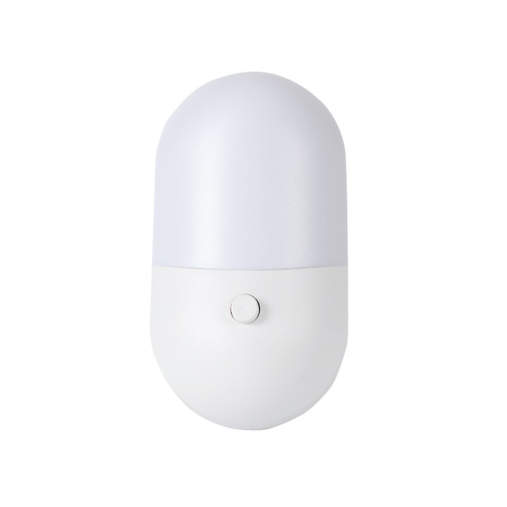 Lampa de noapte LED cu comutator bicolor, lampa economica cu priza pentru alaptare nocturna, lampa de noptiera si ajutor pentru somn, 50x88 mm, alba