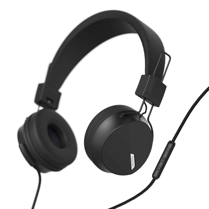 Casti cu fir, Hama, 20 Hz - 20 kHz, Cu microfon, Negru