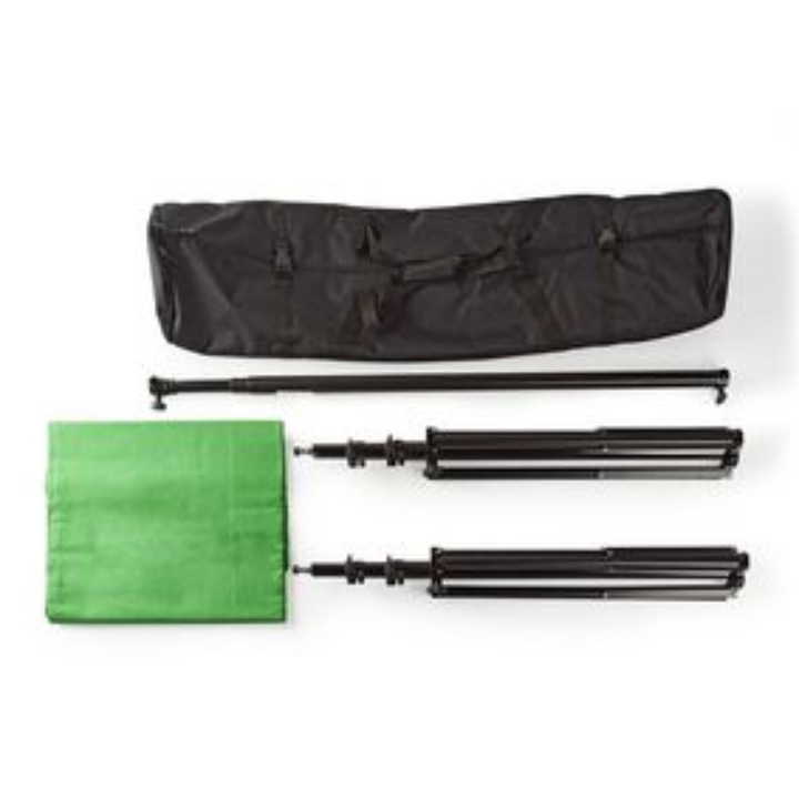 Set foto studio, NEDIS, Otel/Bumbac, 1.90 x 2.95 m, Verde/Negru