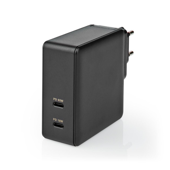 Incarcator de perete rapid Nedis, 65W, USB-C, Negru