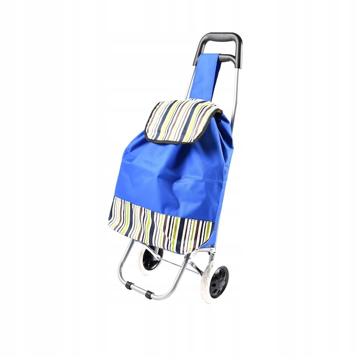Carucior de cumparaturi, textil, cadru metal, 30L, albastru