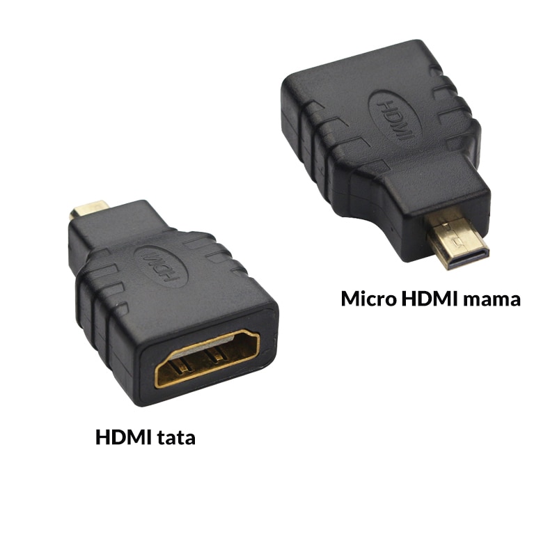 Преходник HDMI женско към Micro HDMI мъжко, позлатени контакти, черен ...