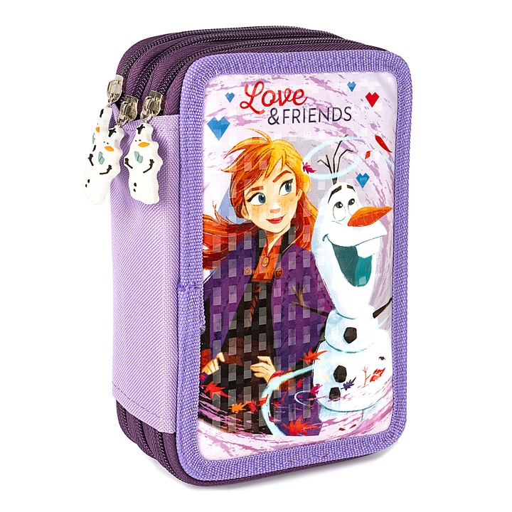 Frozen textil tolltartó, 3 cipzárral, 21x14x6,5 cm