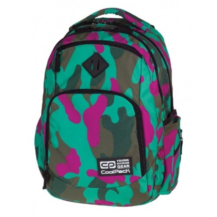 Ученическа раница CoolPack Break Camouflage Emerald, 32 x 44 x 19 cm, Многоцветен