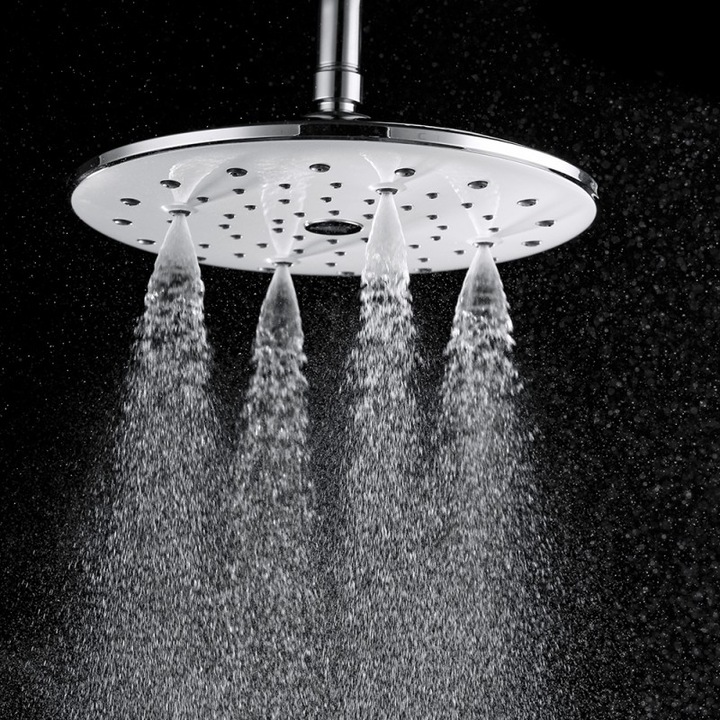 Cap de duș fix, Inter Ceramic, ICH 2316W, ABS, crom + alb, 3 functii, 23 cm