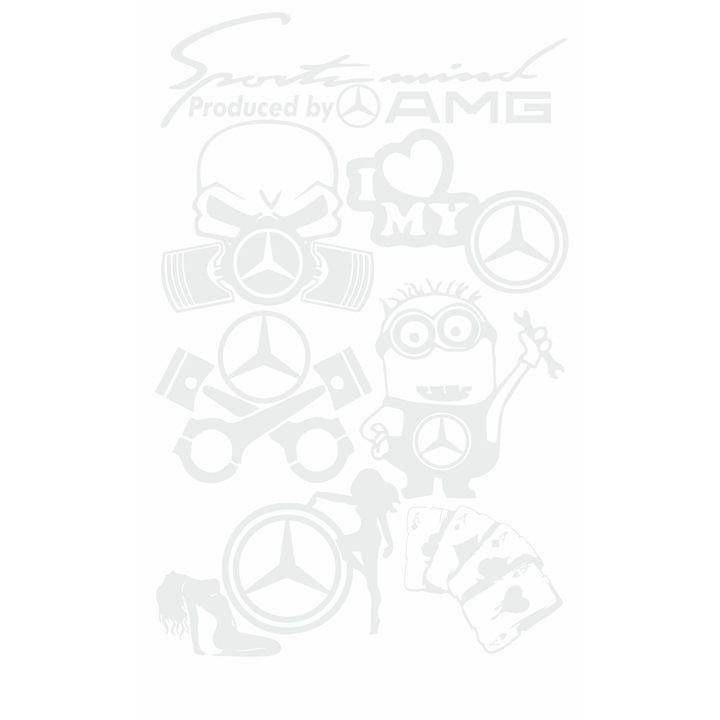 Oracal, Mercedes AMG autómatrica készlet, fehér, 20,7 x 32 cm