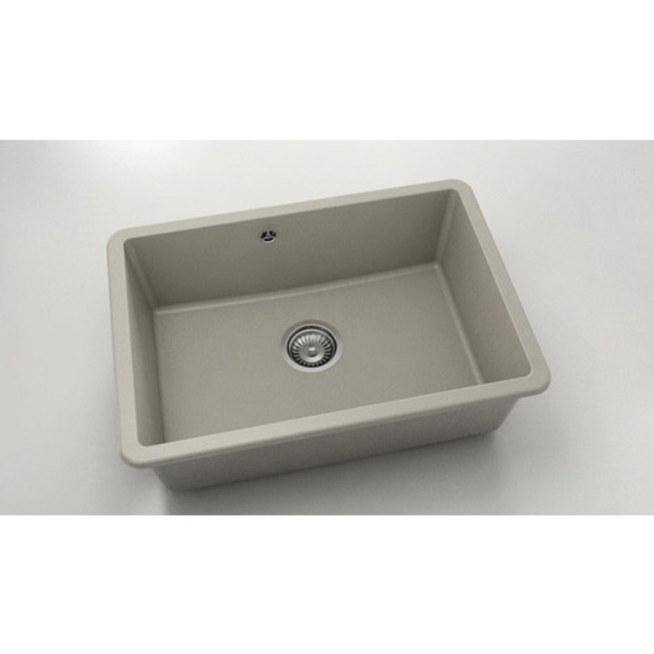 Chiuveta Bucatarie Cu O Cuva Fat Avangard 236 66x46 Cm Fara Picurator, Montare Sub Blat, Fatgranit Dark Beige