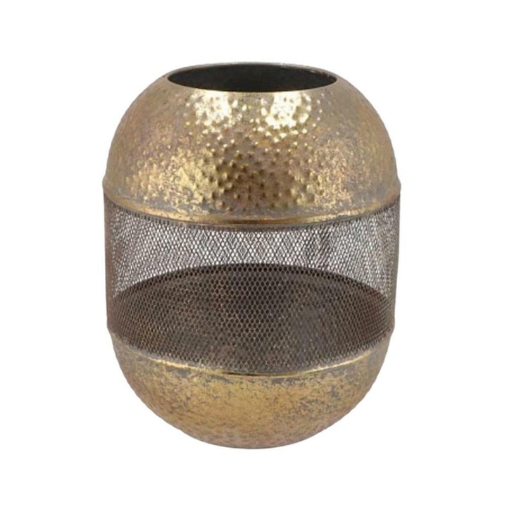 Felinar metalic finisaj bronz auriu, 32cm