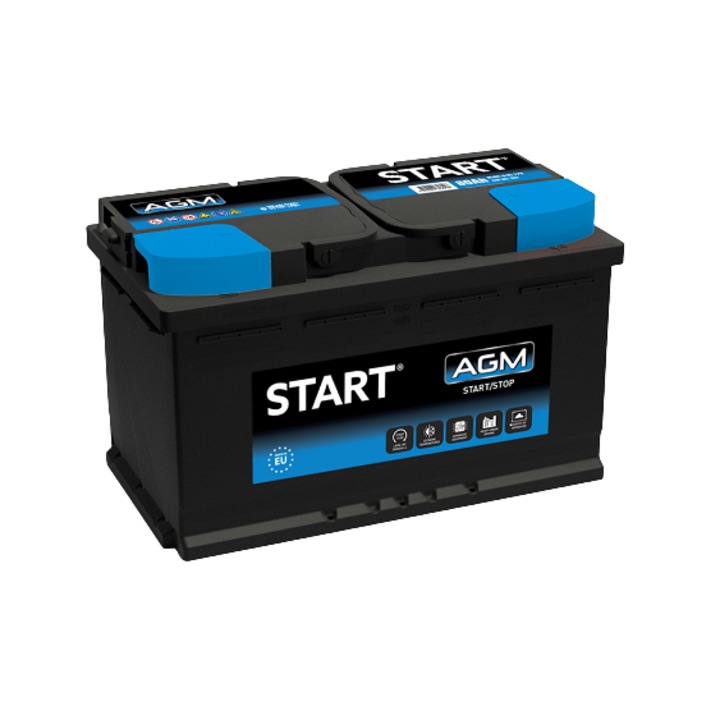 Акумулатор Start, AGM, Start-Stop, 80Ah, 840A, R+