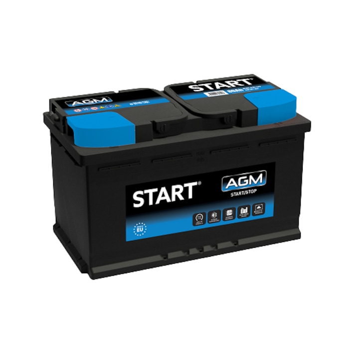 Акумулатор Start, AGM, Start-Stop, 80Ah, 840A, R+