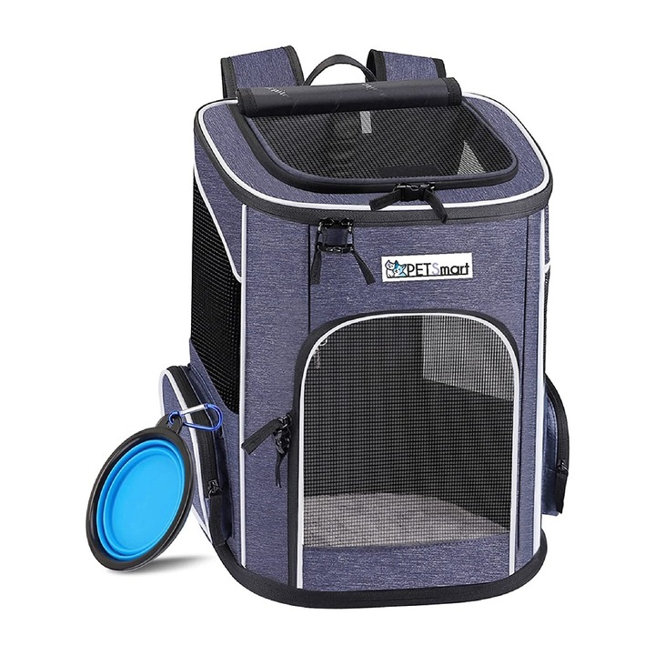 Rucsac PETSmart® pentru Transport animale de companie Pisica Catel, Bleumarin