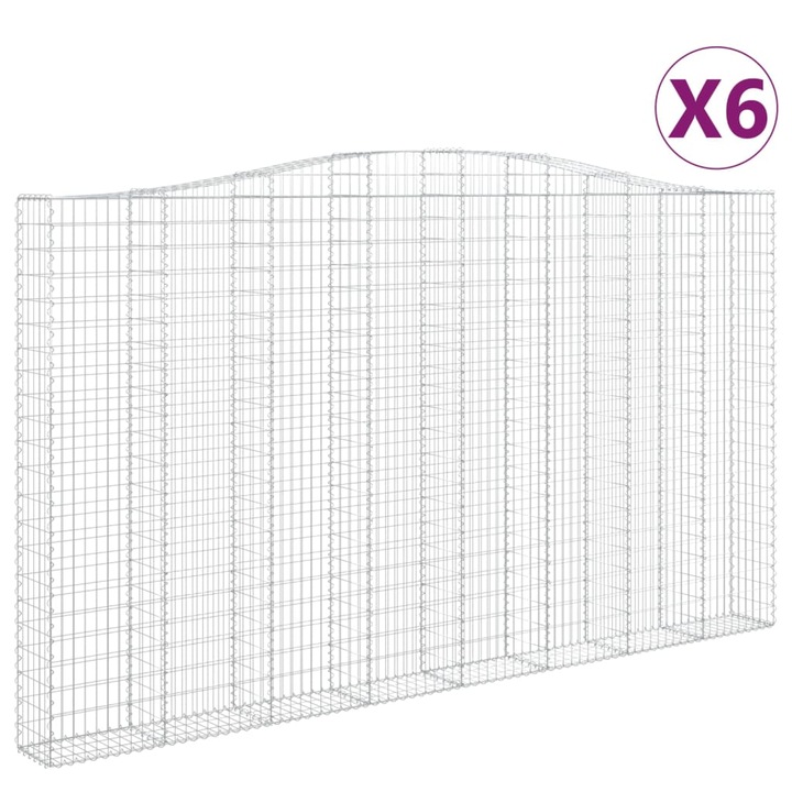 Set cosuri gabion arcuite vidaXL, 6 buc, 400x30x220/240cm, fier galvanizat 72.25 kg 3145908