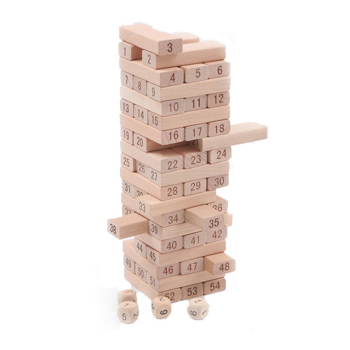 Joc Jenga, Duoqu, Lemn, 54 Piese, Maro