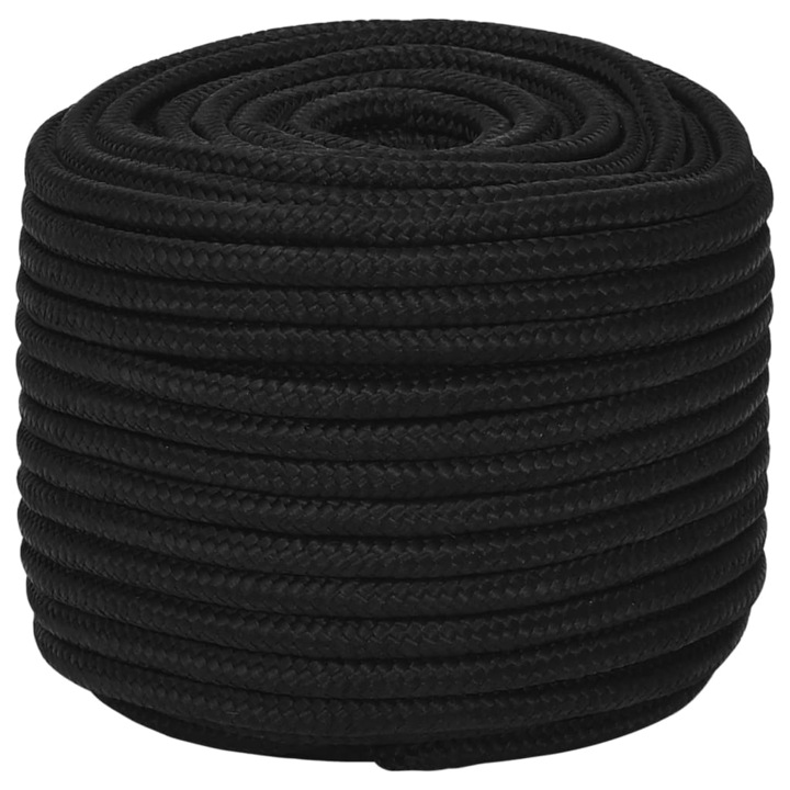 vidaXL munkakötél, fekete, 14 mm, 250 m, poliészter, 28,32 kg