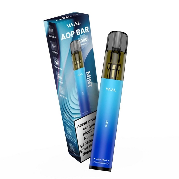 Tigara electronica de unica folosinta, VAAL AOP Bar - Mint, 2ml, 20mg/ml nicotina, autonomie pana la 1000 pufuri