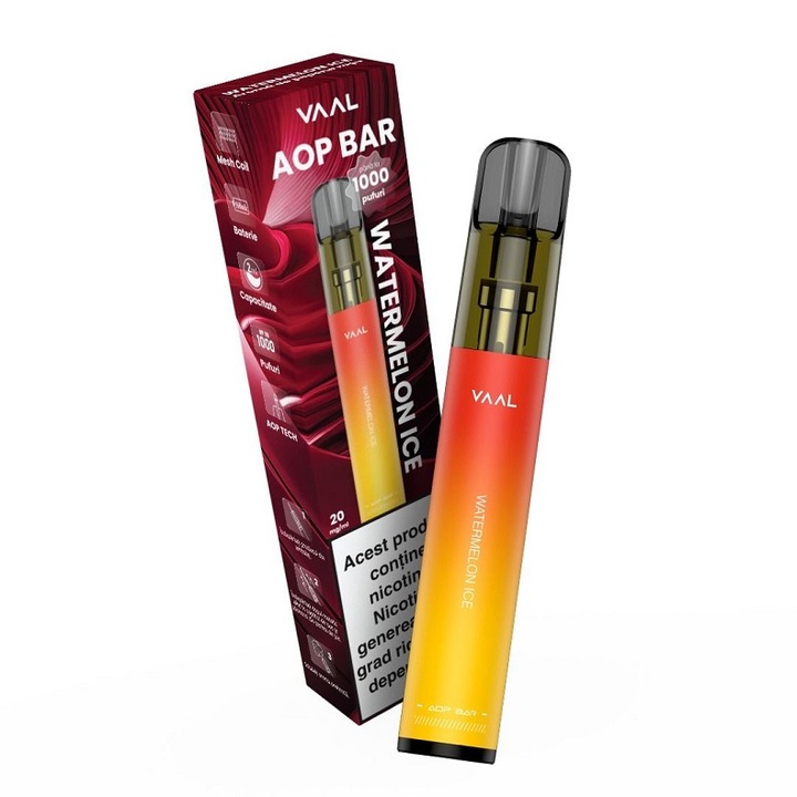 Tigara electronica de unica folosinta, VAAL AOP Bar - Watermelon Ice, 2ml, 20mg/ml nicotina, autonomie pana la 1000 pufuri