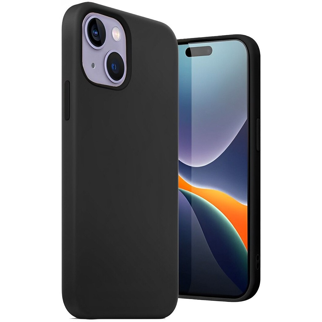 Husa Protectie Silicon pentru iPhone 14, Interior Microfibra, Protectie Camera, Protectie Ecran, Anti Amprente, Anti Socuri, Anti Zgarieturi, Negru